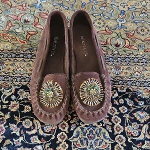 AEROSOLES Women's Embellished Brown Moccasins